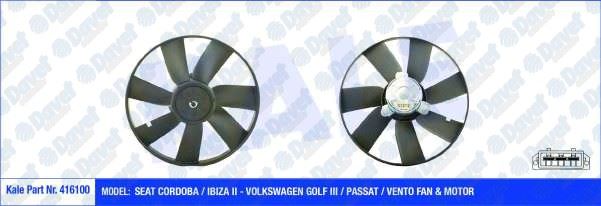 KALE 416100 Fan Motoru Vw Cordoba / Ibiza Ii - Golf Iii / Passat / Vento (250/80w 318mm) (Fan-Motor)